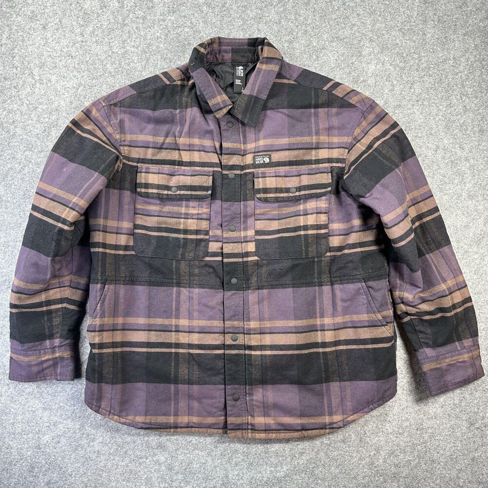 Mountain Hardwear Jacket Womens Large Purple Plaid Flannel Snap Front Shacket
